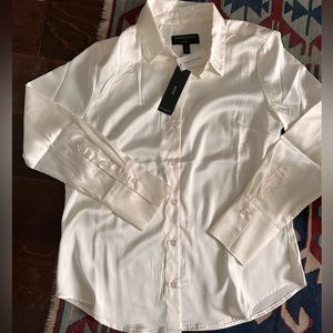 Banana republic cream silk shirt petite small nwt